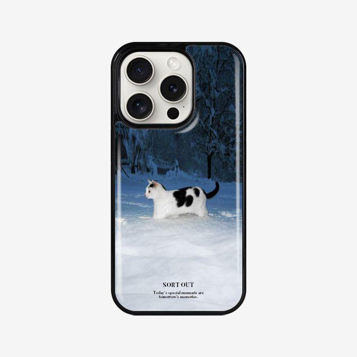 [blue snow kitty cat epoxy case] 고양이 동물 겨울 눈 폰케이스