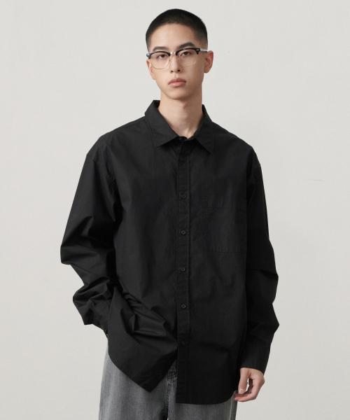 릴렉스드 워시드 포플린 셔츠 [블랙]