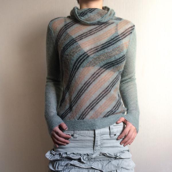 Pattern point high neck knit