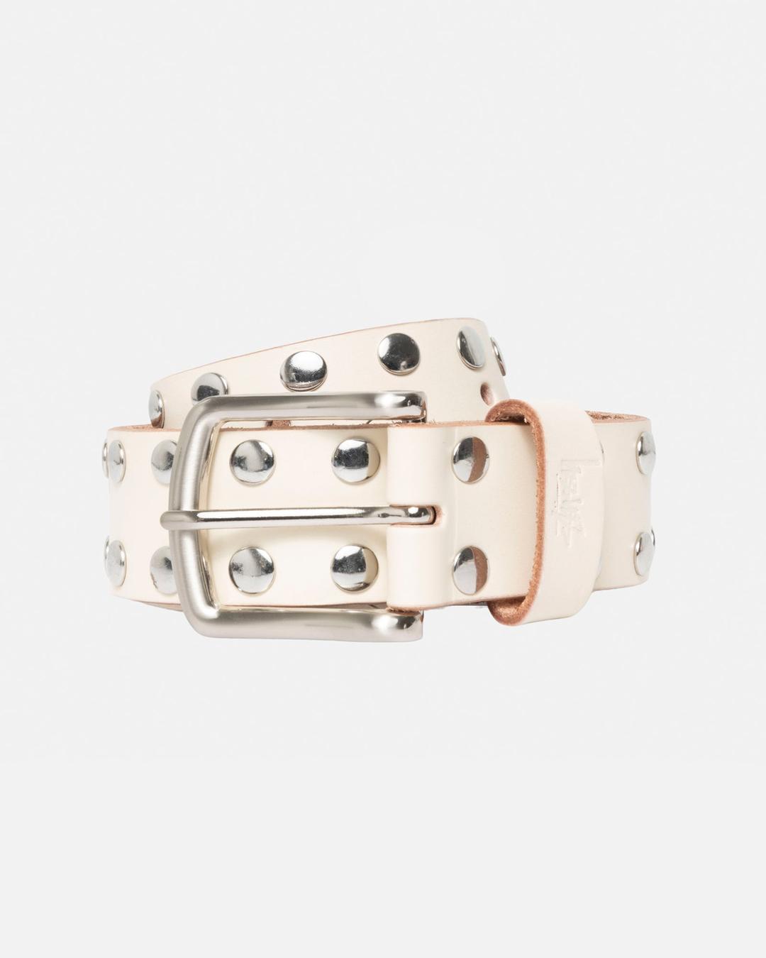 8 BALL STUDDED BELT - Bone / S/M
