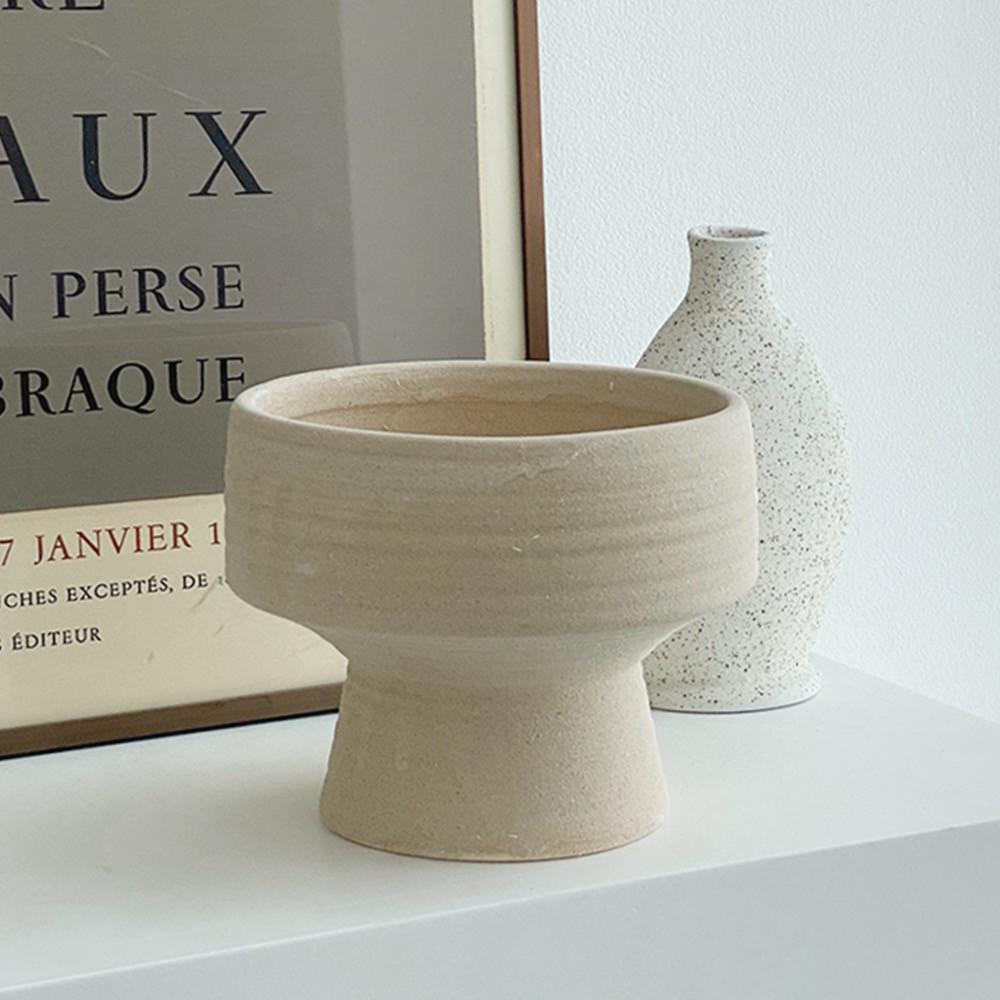 그레이 플랜테리어 넓은 도자기 화분 오브제