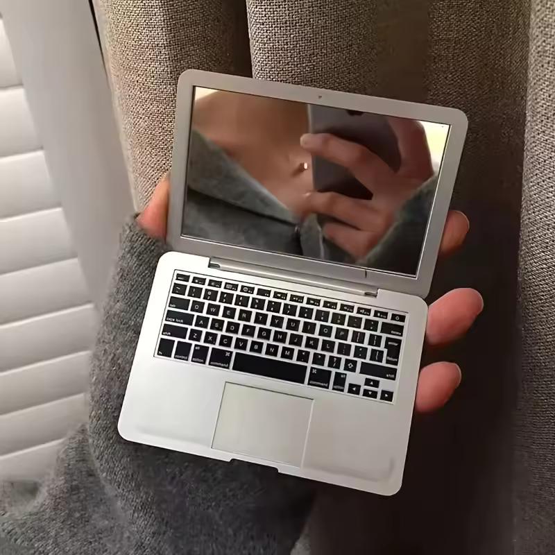 크리에이티브 미니 컴퓨터, 작은 거울, 노트북, 휴대용 디자인, 접이식 애플 화장 거울, 거울, 휴대용 거울