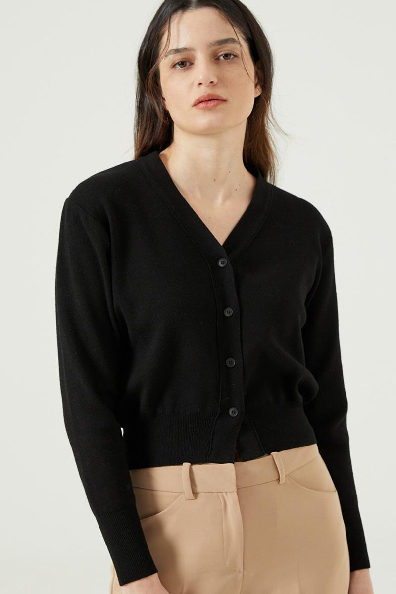 LM501 V-neck classic Cardigan (Black)