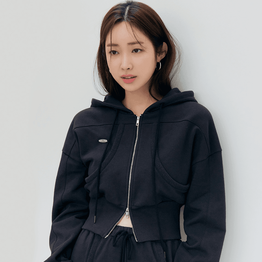 [차정원 착용][22FW] 더블 지퍼 후드 집업_NAVY