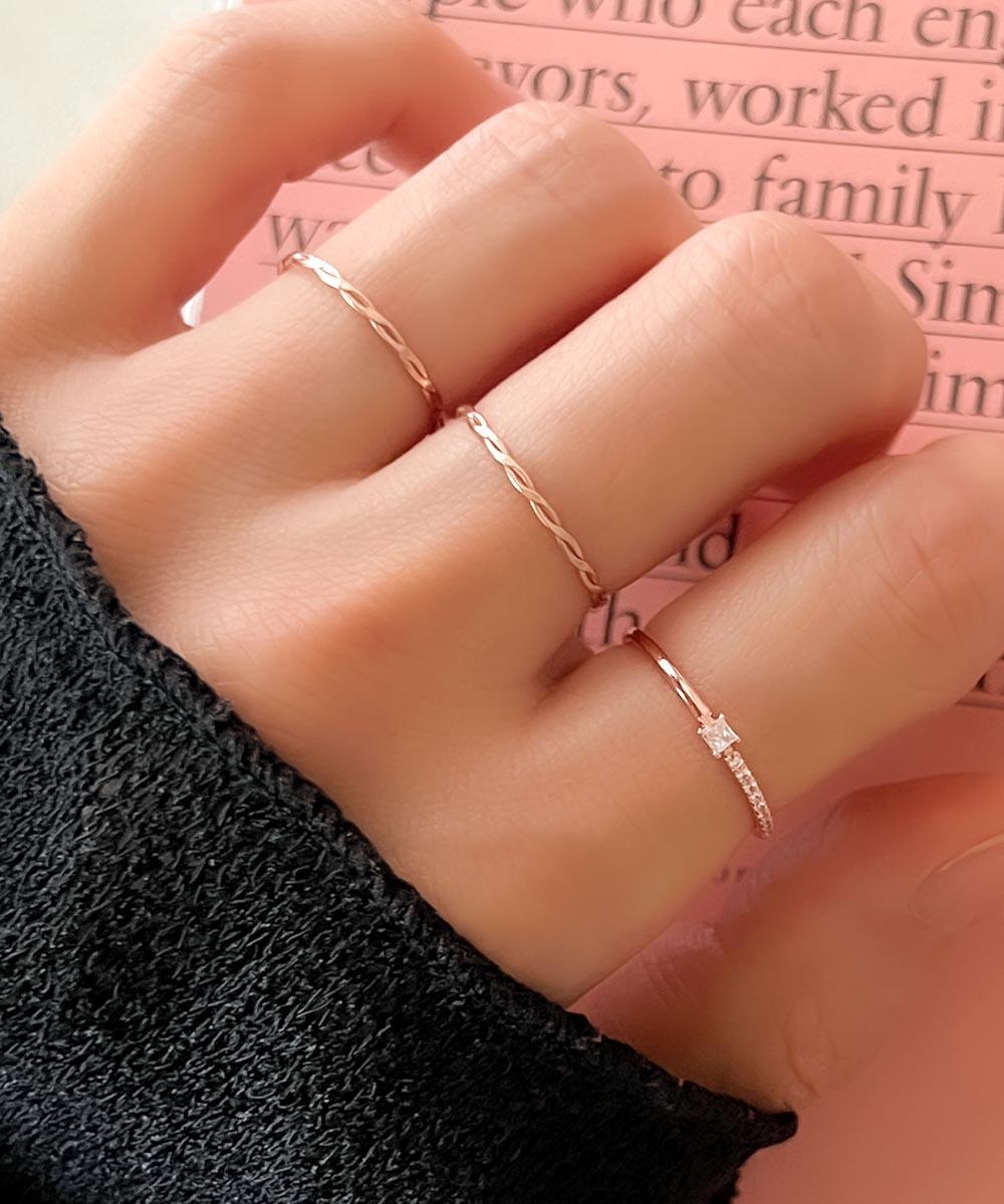 (1호-19호) 실버925 두줄 꼬임 레이어드 실반지 3colors