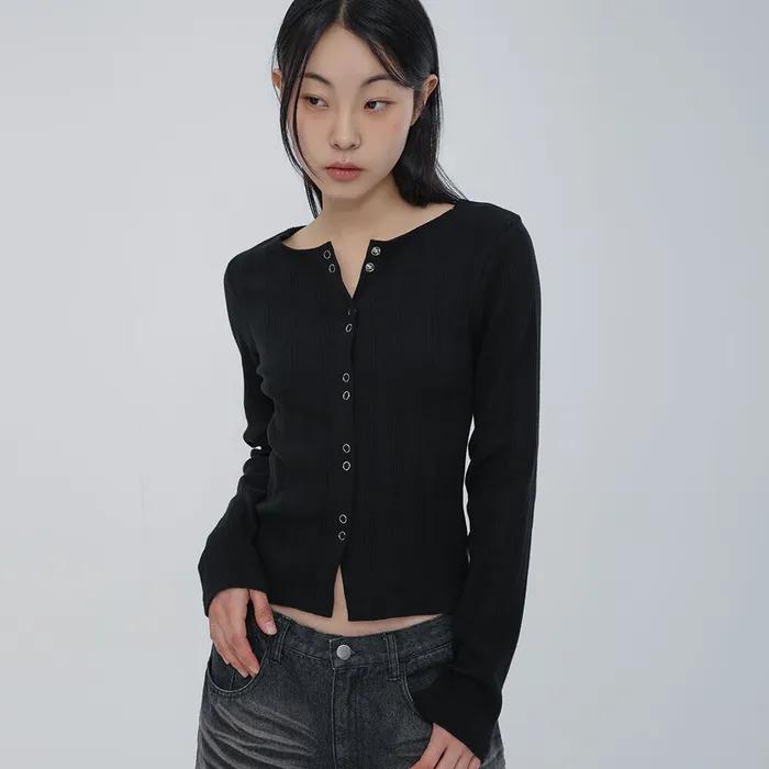 스냅 가디건 블랙