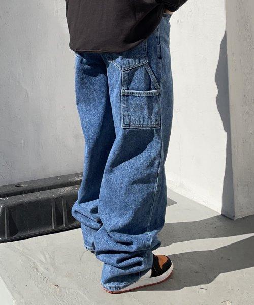 카펜터 루즈핏 데님 팬츠 딥블루