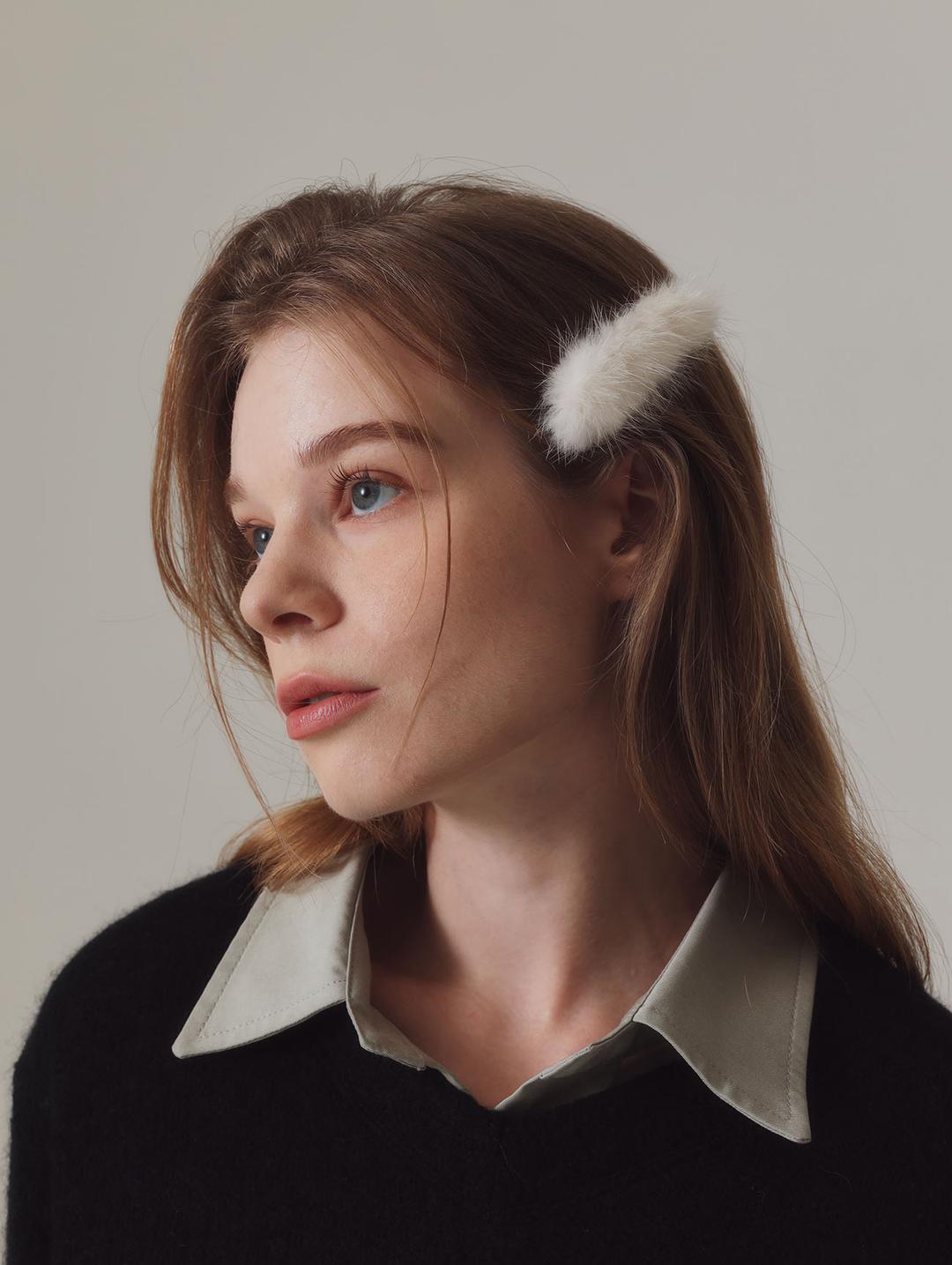 MINK HAIR CLIP [IVORY/GRAY/BLACK]