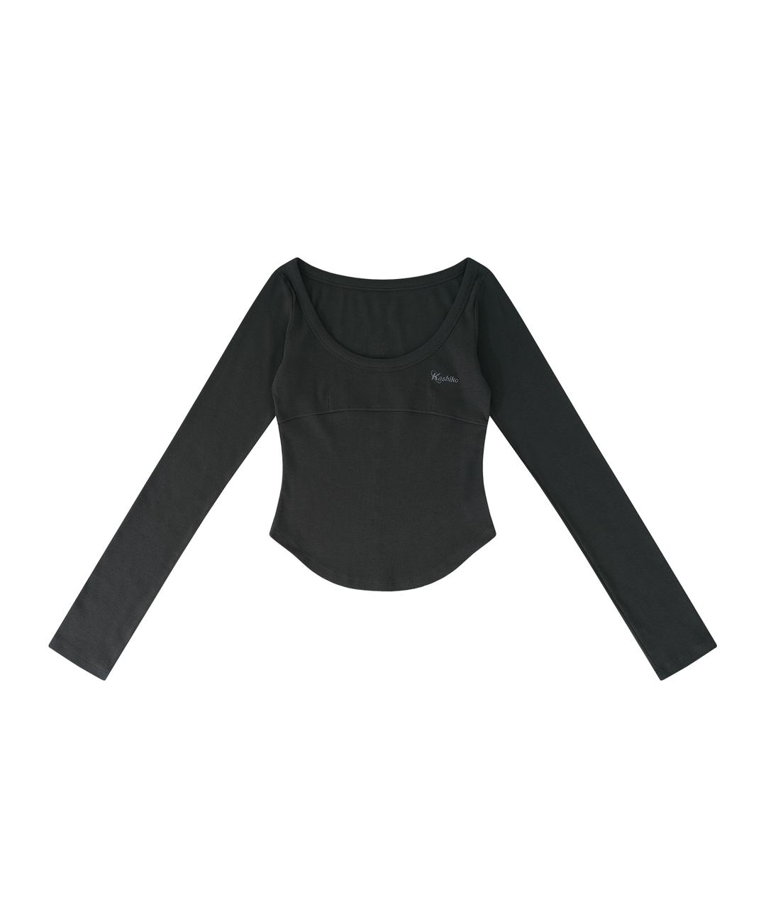 Monk Long Sleeve Top Charchoal