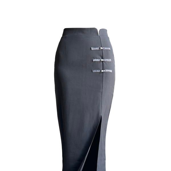 Pearl Button Long Skirt - CK
