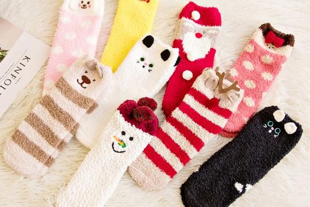 캐릭터 성인 예쁜 수면양말 남녀공용 털양말 산모양말