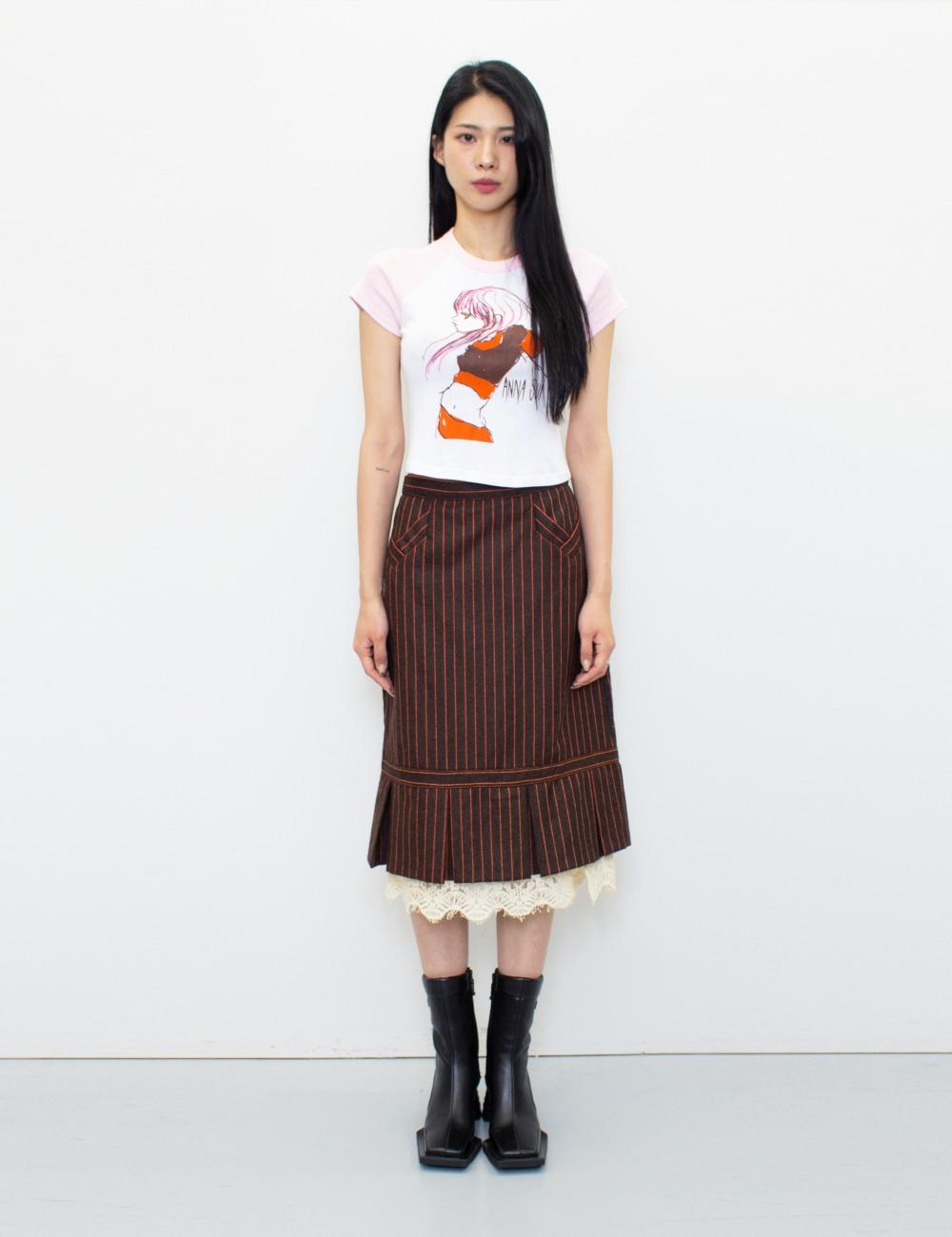 LACE TRIMMED SKIRT_TOBBACO