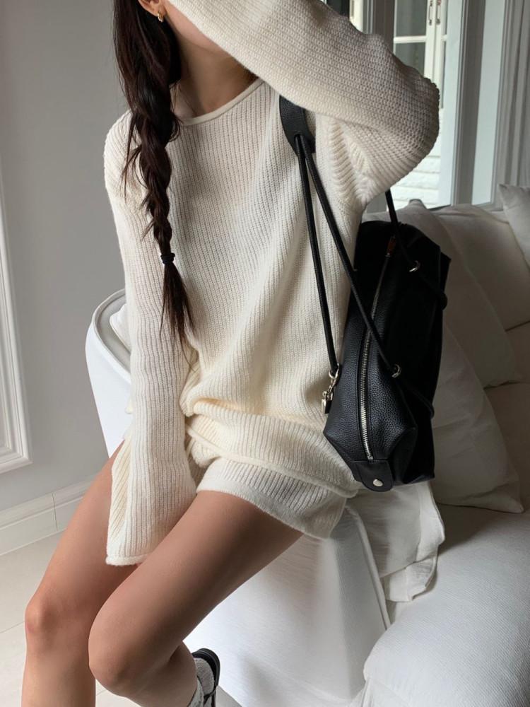 프리 긴팔 니트 반바지 투피스