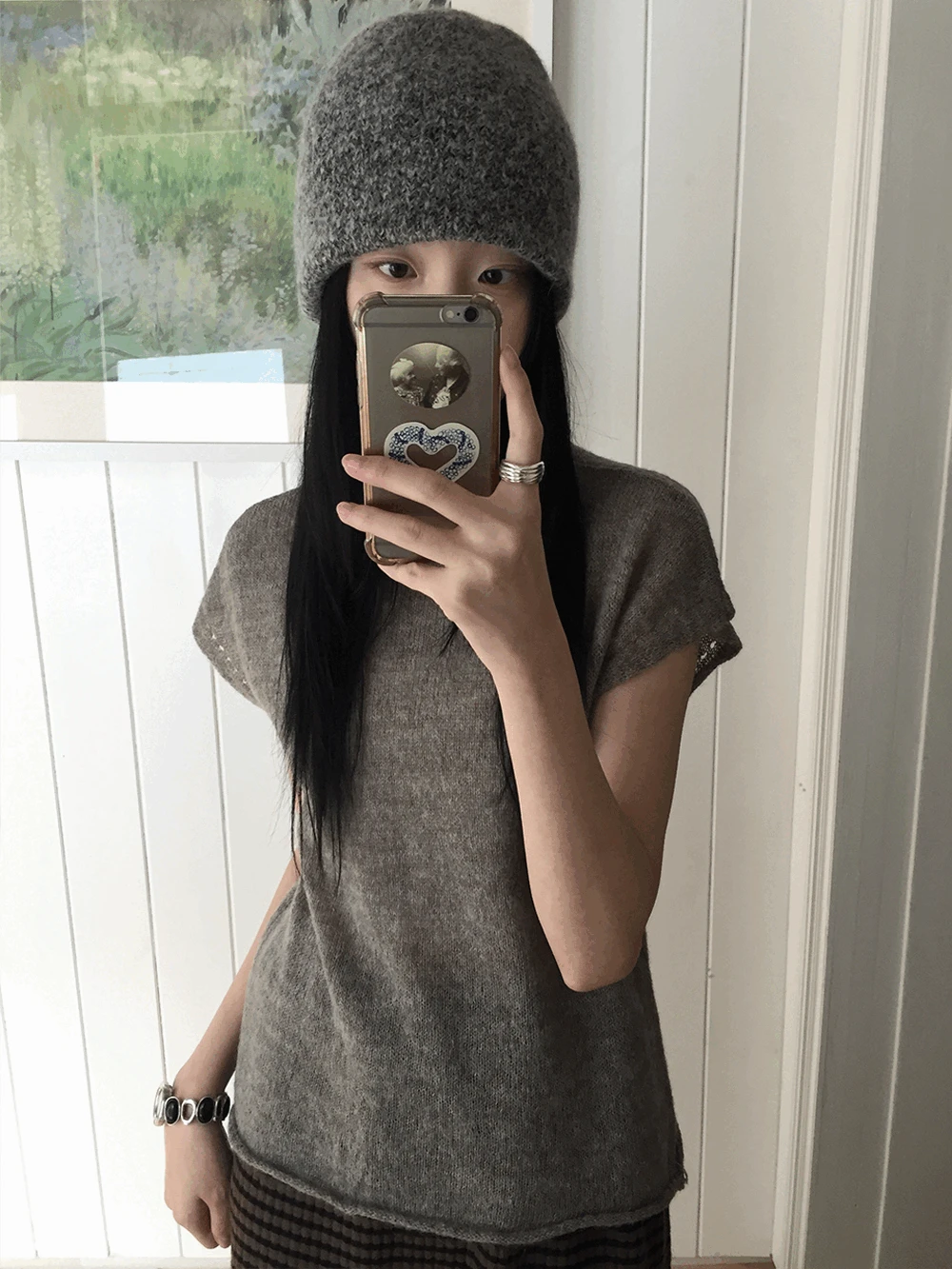 니버 루즈핏 반목 하프 니트 (mocha)