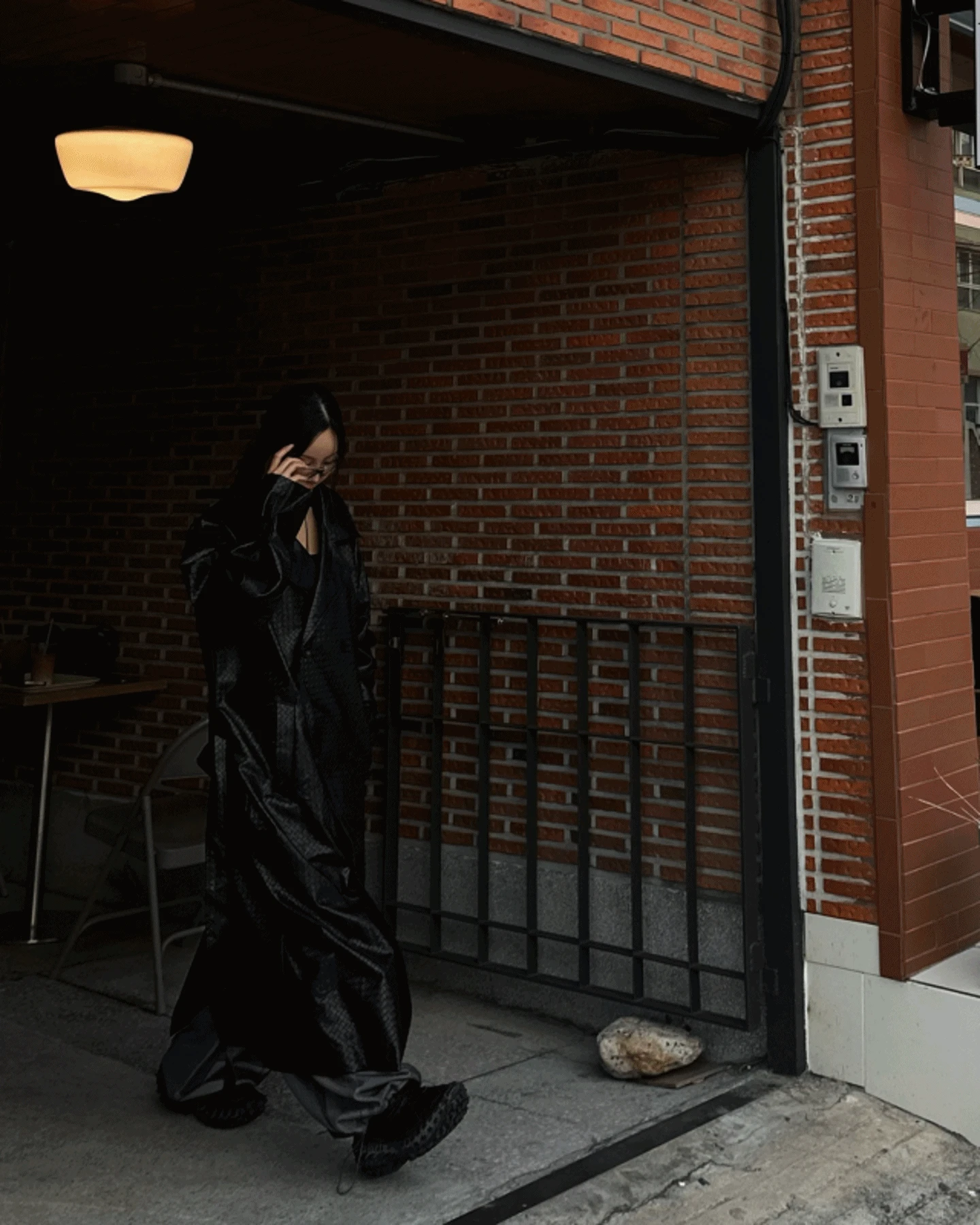 하드시크 위빙 레더 코트