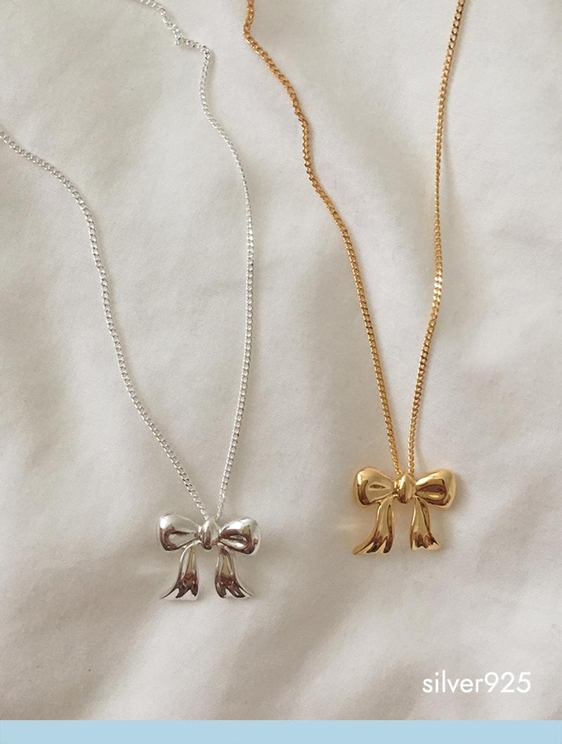 vintage ribbon necklace (silver925)