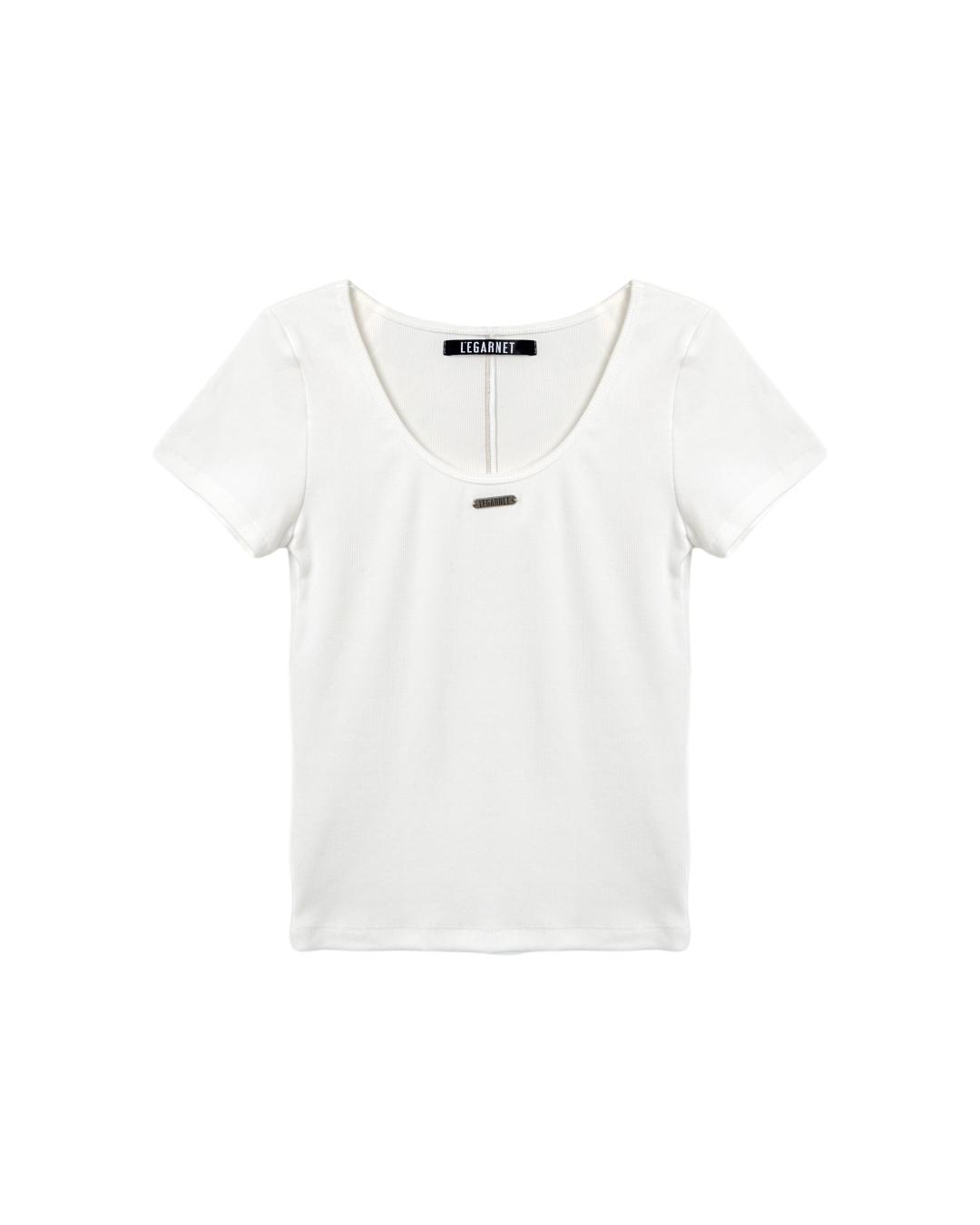 SIMPLE STITCH U-NECK TEE_IVORY