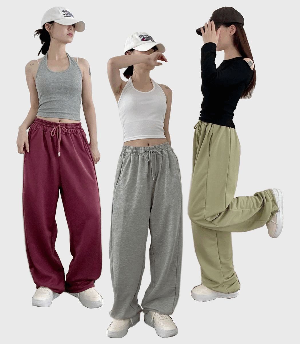 [4계절/핏보장] 퍼스널 투웨이 스트링 와이드 스웻 팬츠