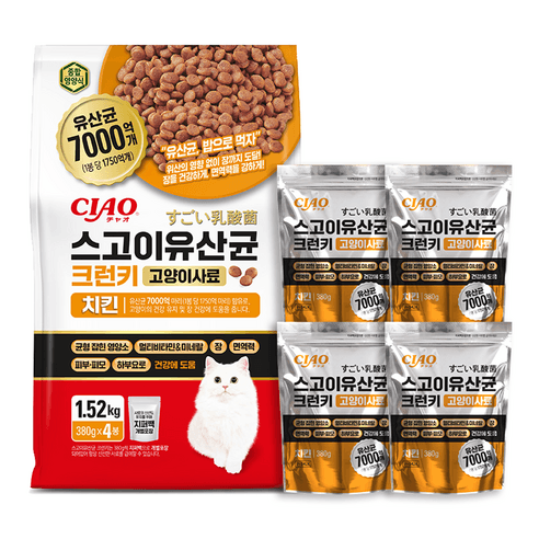 이나바 스고이 유산균 크런키 고양이 사료, 1.52kg, 닭, 1개 - 건식사료 | 쿠팡