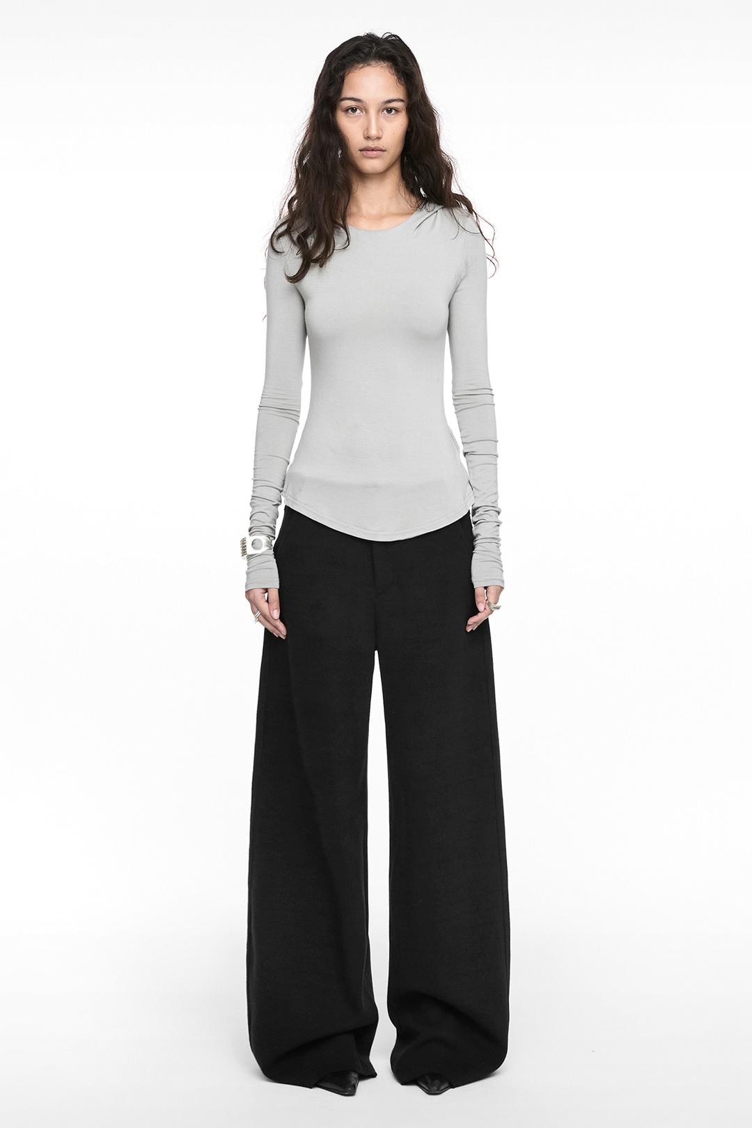 BASIC KNIT WIDE PANTS BLACK