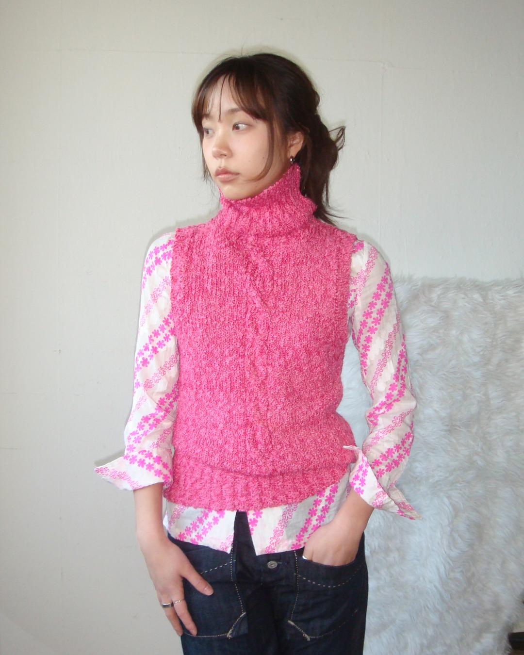 JELMOLI pink turtleneck sleeveless knit