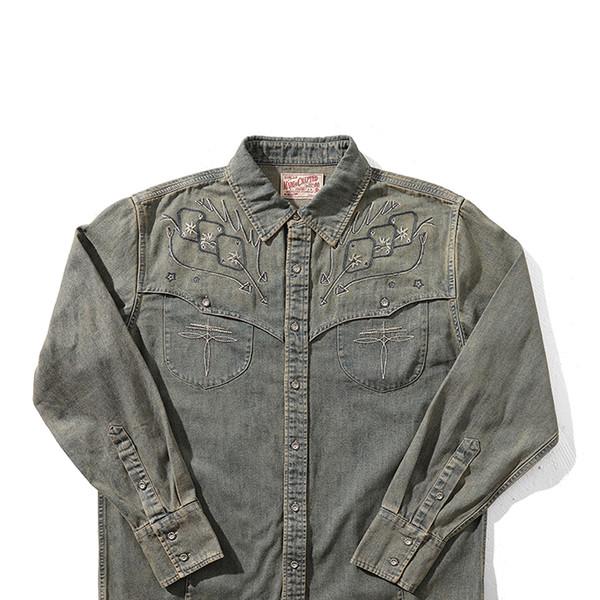 [엠비비카] 웨스턴 자수 워싱 데님 셔츠