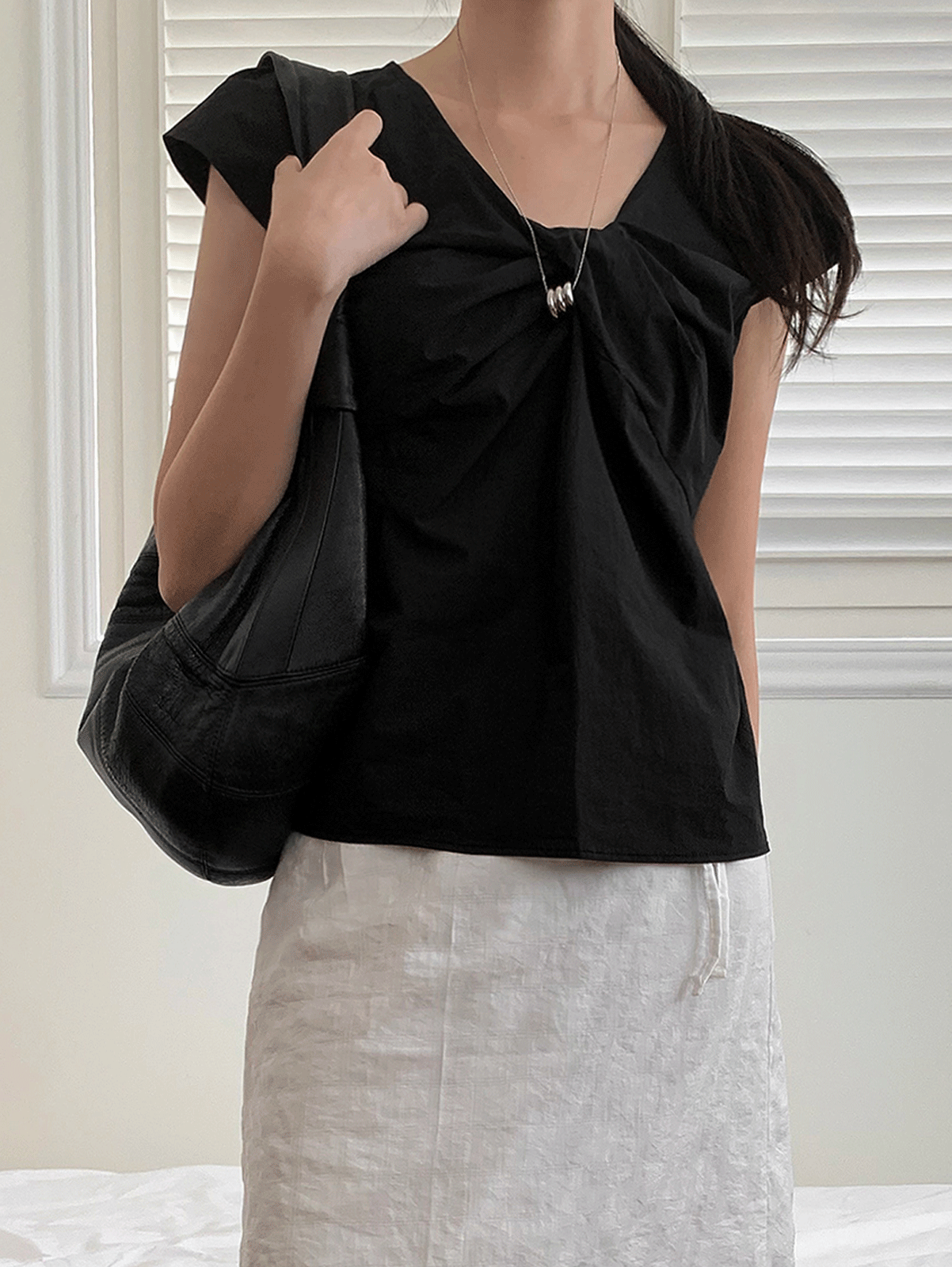 front knot blouse (2color)