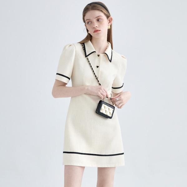 디니지아 VEGA 하트 버튼 퍼프 슬리브 드레스 7952