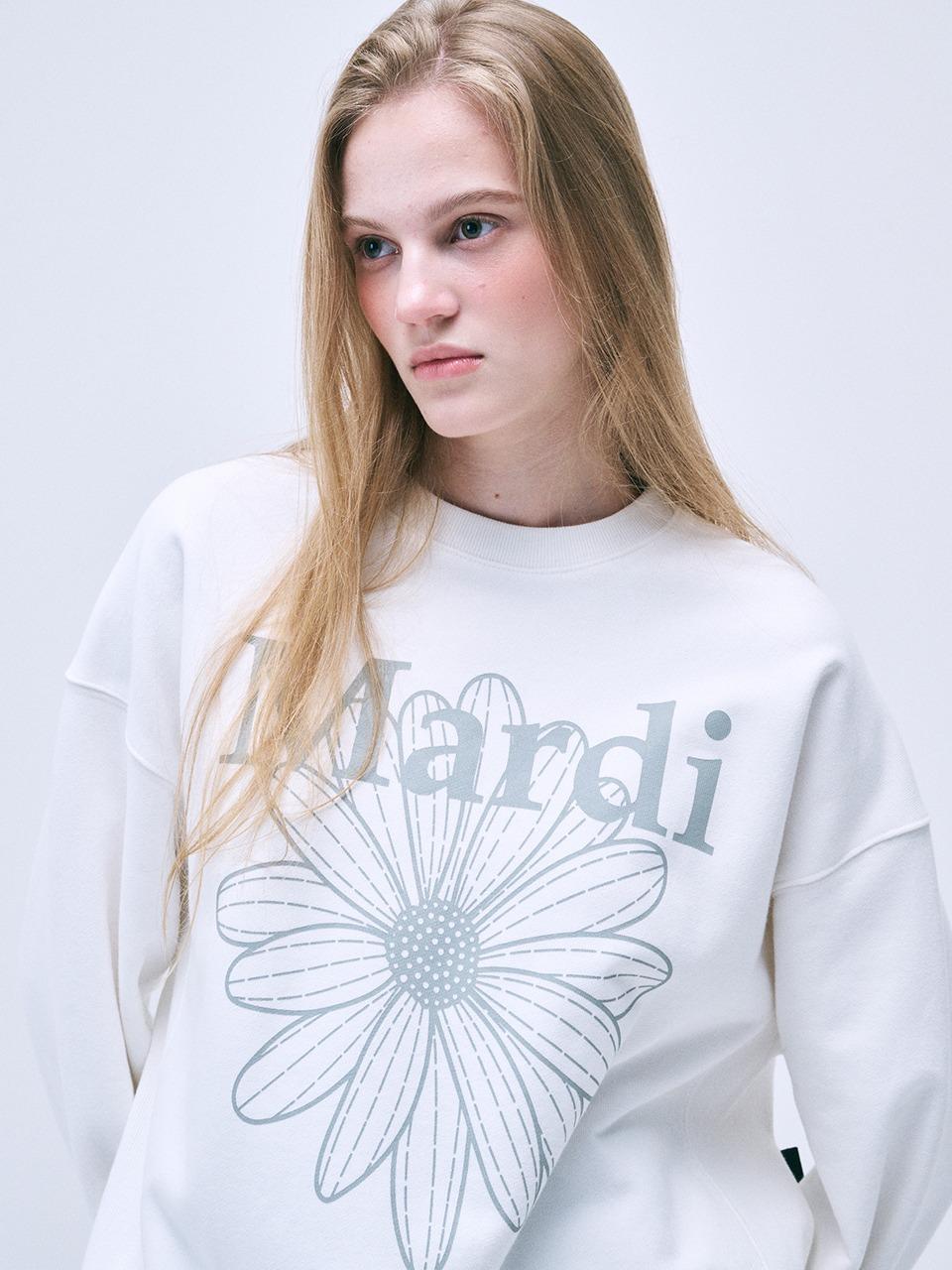 SWEATSHIRT FLOWERMARDI_WHITE LIGHTGREY