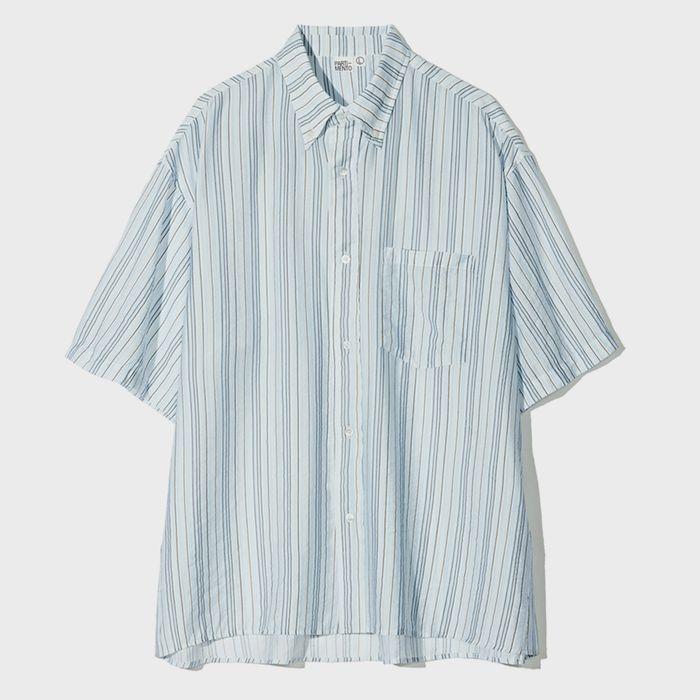 Multi Stripe A-Line Overfit Half Shirts Sky
