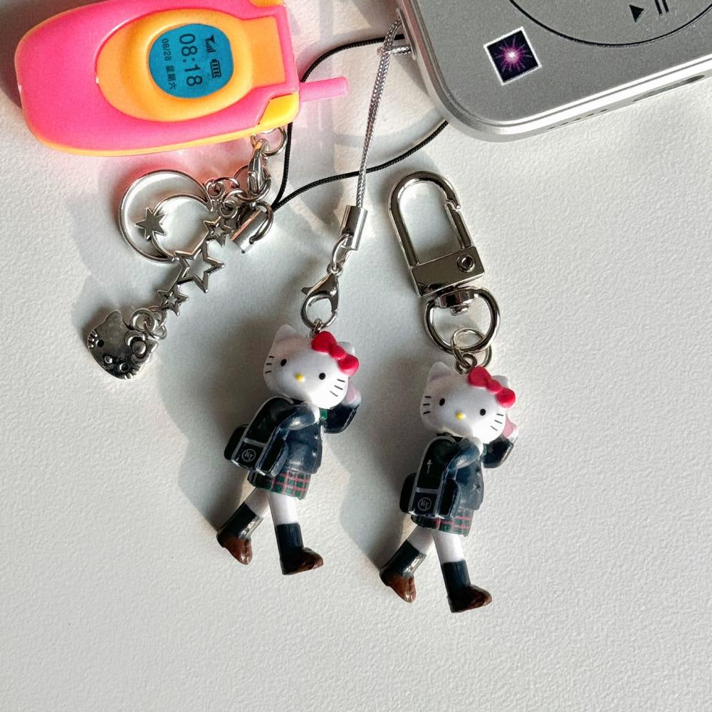 고교생 롱다리 헬로키티 교복 스쿨룩 키링 폰고리 스트랩