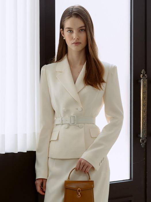 KAIDA Double breasted tailored blazer (Ivory/Jet black)