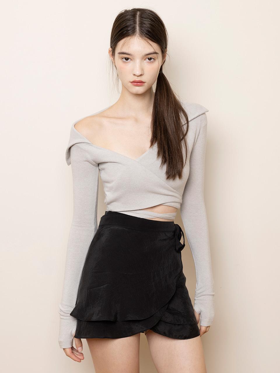 [9월 29일 예약배송] Jenny wrap tshirt (Gray)