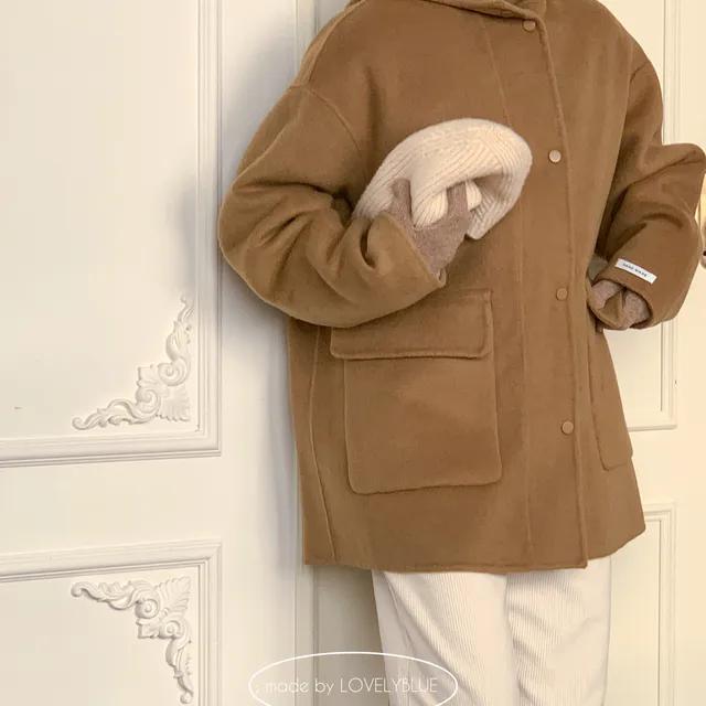 handmade hoodie coat in camel