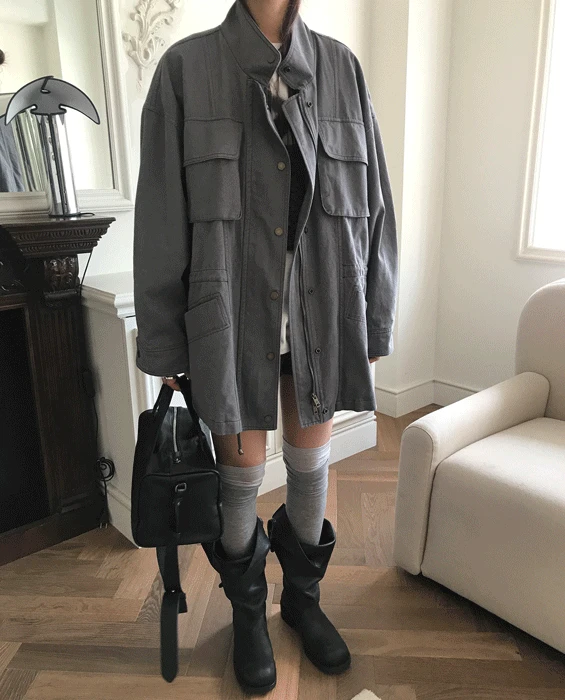 워싱 워크 야상 점퍼 2col - Gray