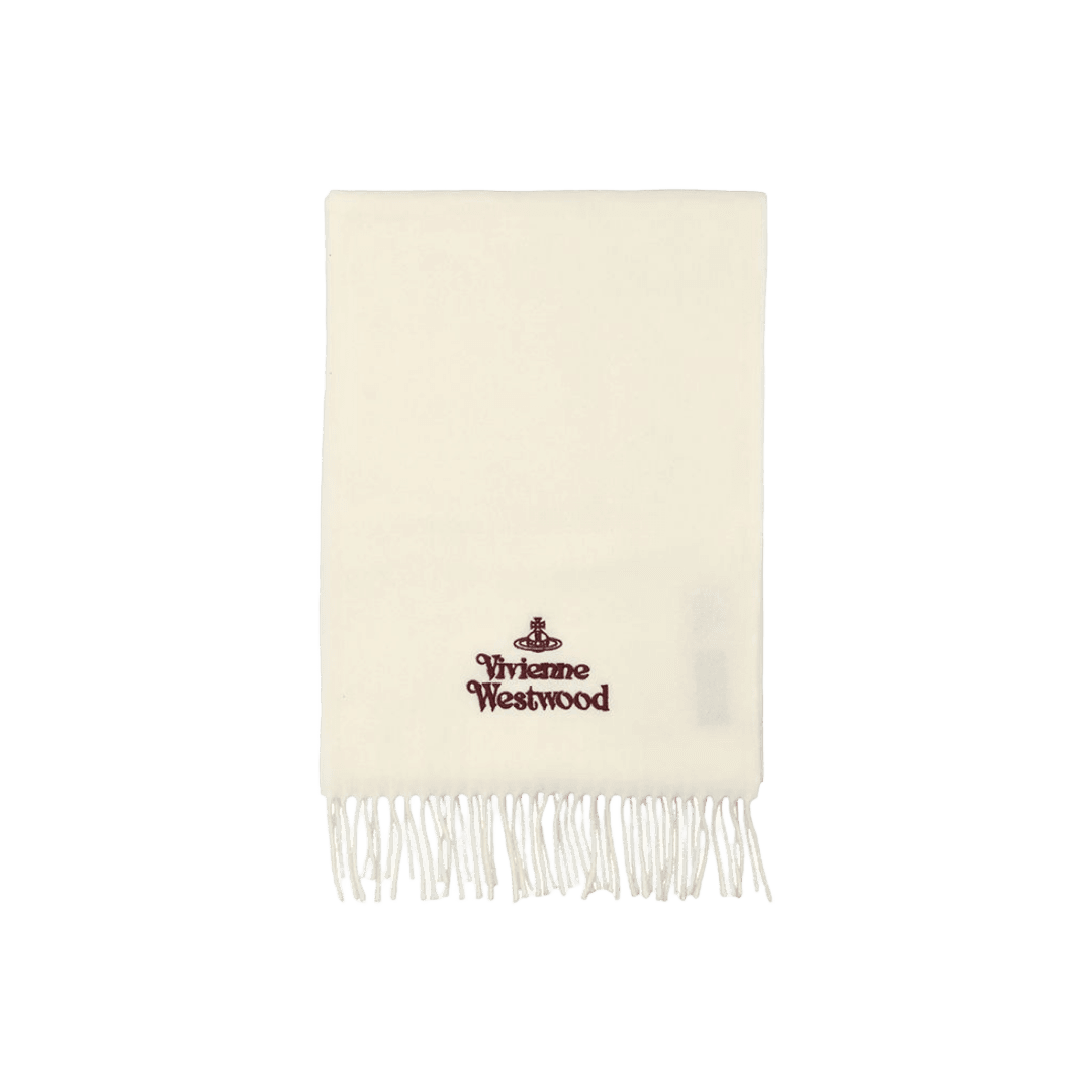 Vivienne Westwood Embroidered Logo Scarf White Wine