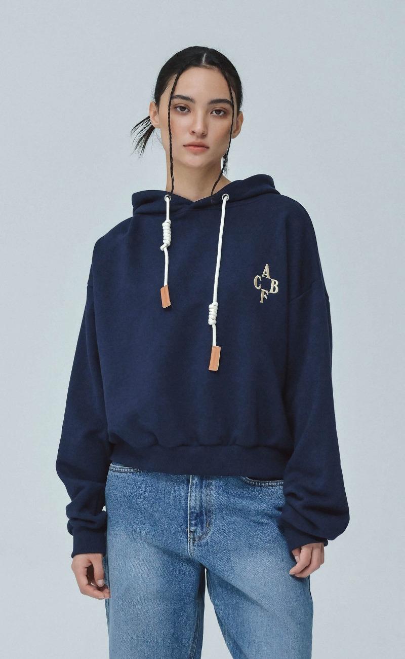 에디르 크롭 후드티 / navy