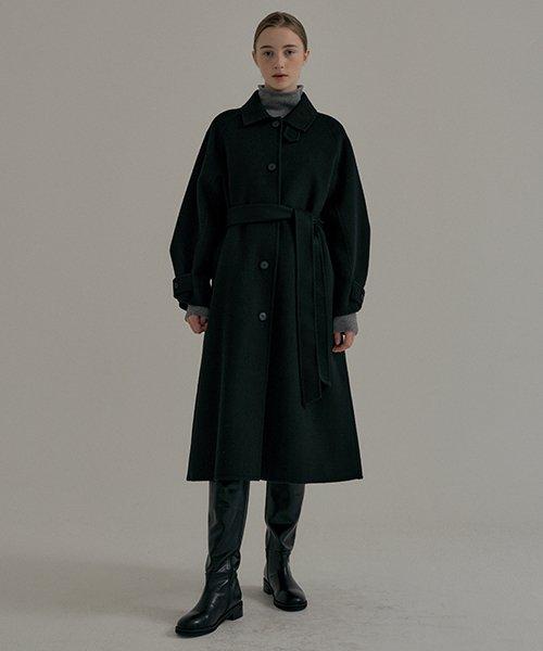 handmade wool trench coat-black