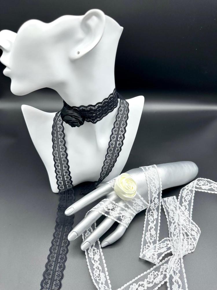 장미 코르사주 레이스 코사지 매듭 초커 y2k 발레코어 lace rose corsage