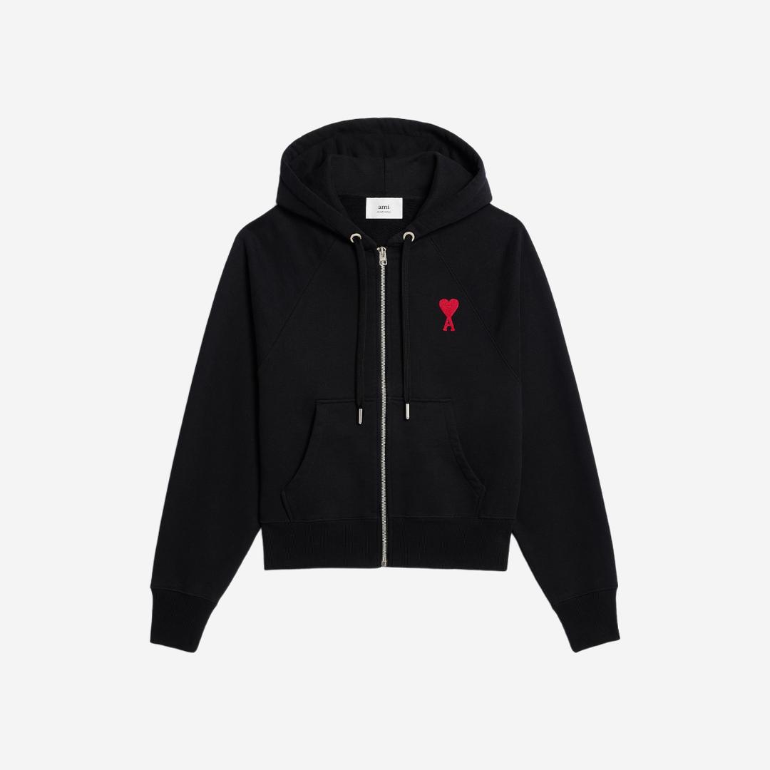 AMI de Coeur Zipped Hoodie Black