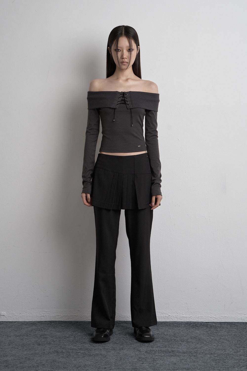 UNBALANCED SKIRT PANTS BLACK