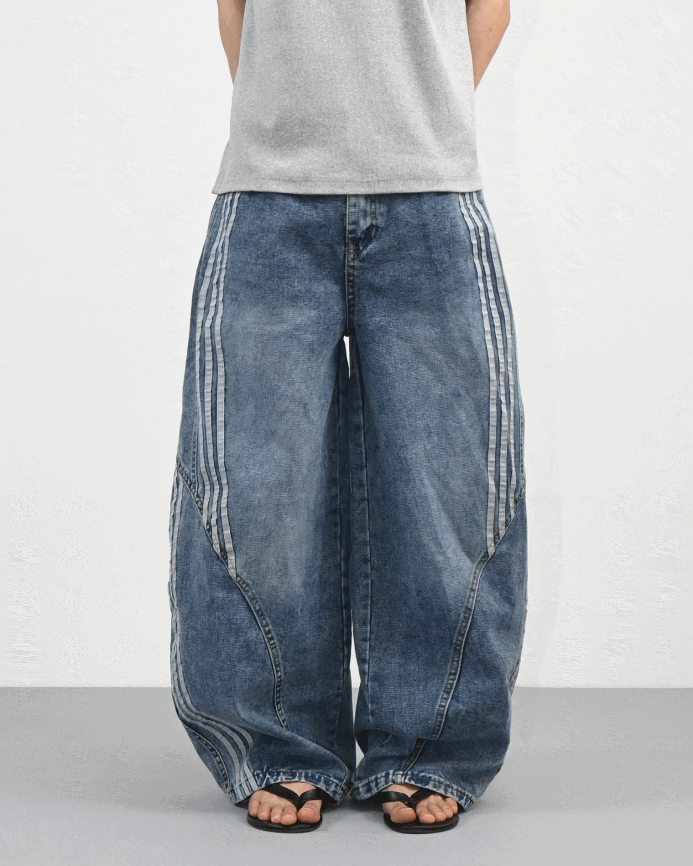 track balloon denim pants