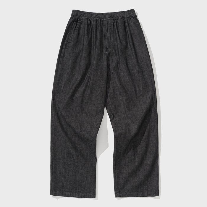 easy denim string pants 6oz black washed