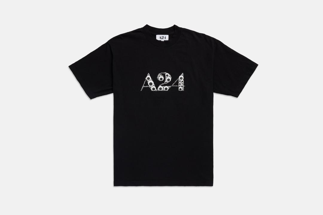 Black Googly Eye Puff Print Logo Tee - L