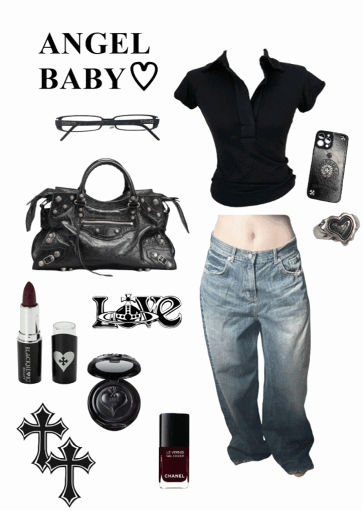 룩 빈티지 와이드 데님 팬츠