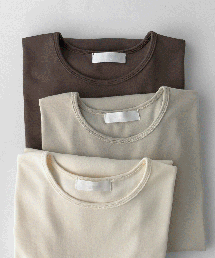 밀라그레이 기모 롱슬리브 모달 기본 이너 무지 긴팔 티