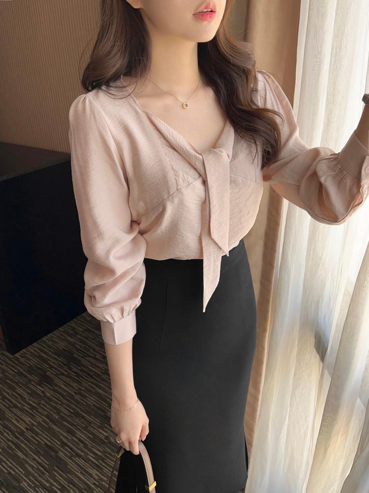 [모델소장]니에 타이 블라우스 2color