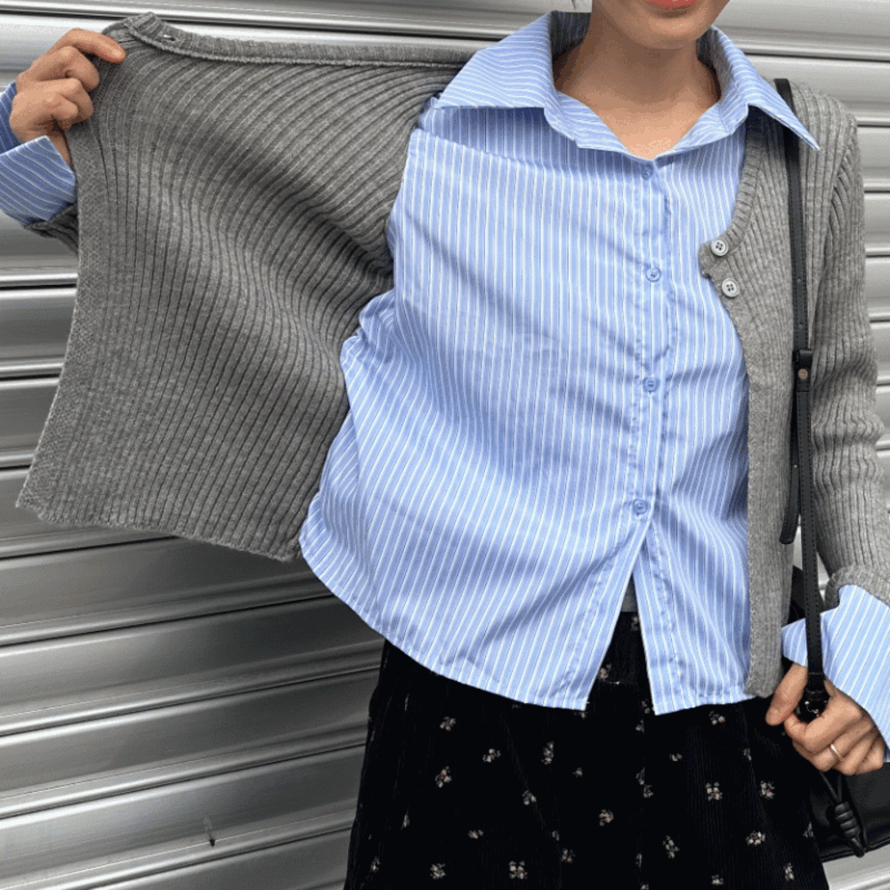 (조랑제작)페이크셔츠가디건