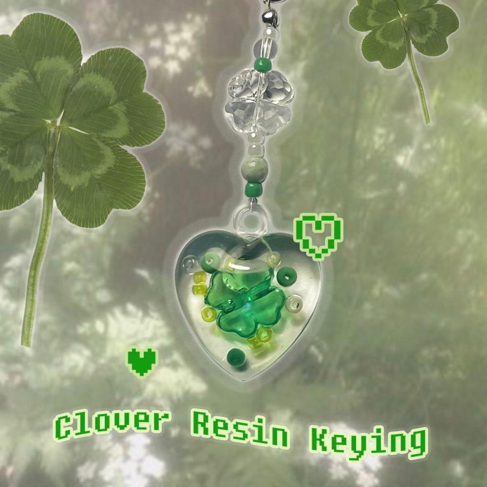 [ 카나에루 ] Clover Resin Keyring : Heart 💚 / 클로버키링 레진키링 네잎클로버