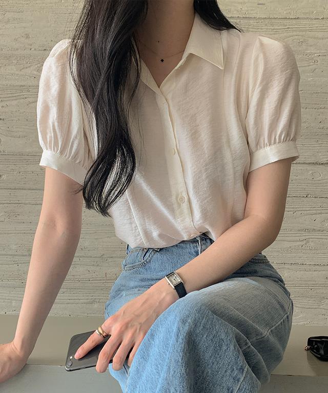 메이글 [당일발송💘] 러버 반팔 블라우스 - 2 color